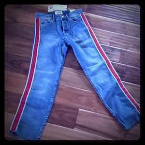 Zara Ankle length Jean's w/stripe